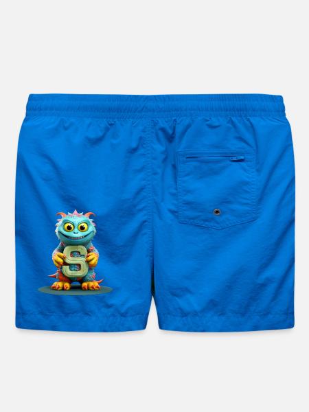Buntes Monster mit Alphabet Buchstabe S - Badeshorts - Cobalt blue