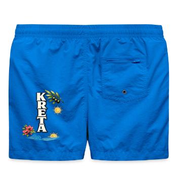 Kreta Urlaub mit Olivenzweig und Meeresmotiv - Badeshorts - Cobalt blue - Hinten