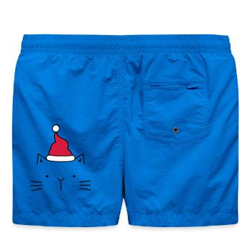 Katze Nikolaus Weihnachtsmann Mütze Weihnachten - Badeshorts - Cobalt blue - Hinten