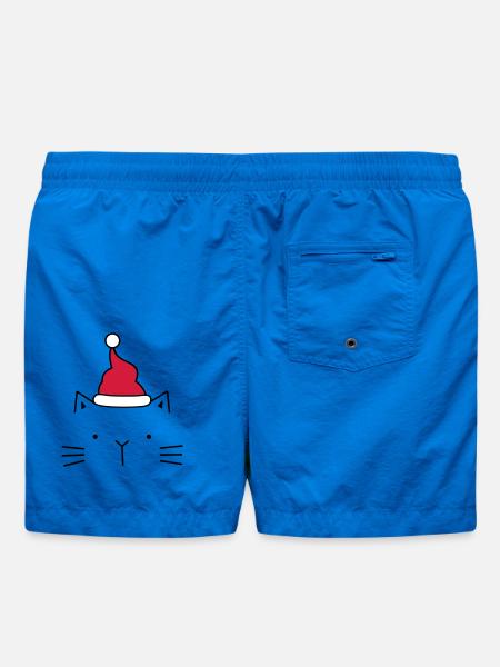 Cat Santa Claus Christmas hat Christmas - Swim Trunks - cobalt blue
