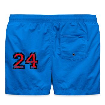 Zahl 24 (Vintage Rot) 24. Geburtstag Nr. 24 - Badeshorts - Cobalt blue - Hinten