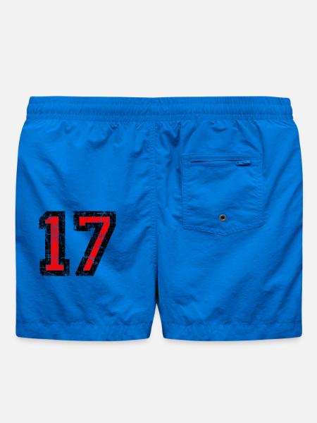 Zahl 17 (Vintage Rot) 17. Geburtstag Nr. 17 - Badeshorts - Cobalt blue