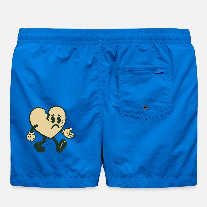 Broken heart with sad expression Swim Trunks