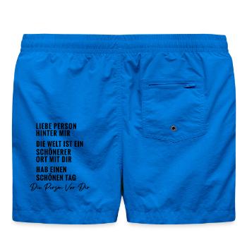 Liebe Person vor mir Spruch Liebe Freude - Badeshorts - Cobalt blue - Hinten