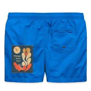 Vintage Never Dies – Retro 70s Floral Aesthetic - Badeshorts - Cobalt blue - Hinten
