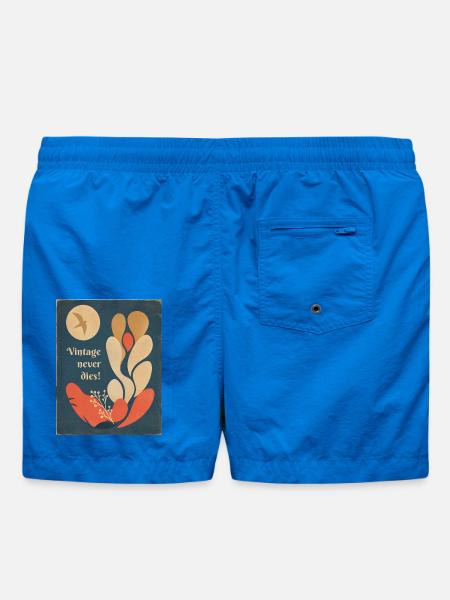 Vintage Never Dies – Retro 70s Floral Aesthetic - Badeshorts - Cobalt blue