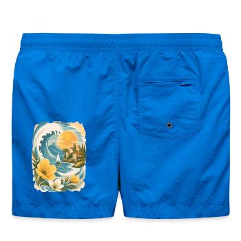 Sonne Meer Wellen Retro Strand Urlaub - Badeshorts - Cobalt blue - Hinten