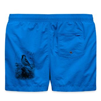 Süßer Spatz kunstvoll gezeichnet auf Baumstamm - Badeshorts - Cobalt blue - Hinten
