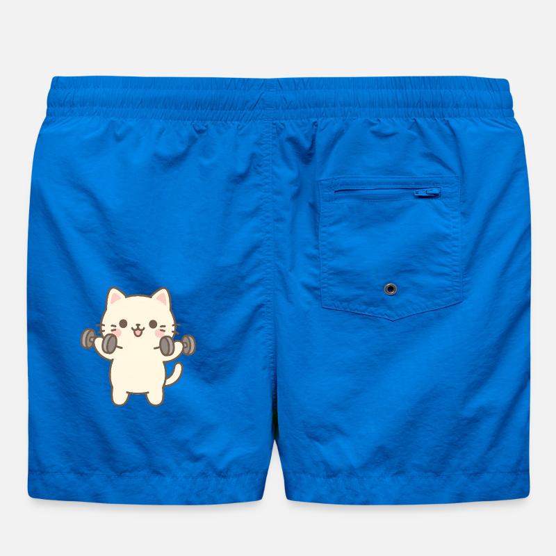 Kitten doing strength training - Swim Trunks - cobalt blue