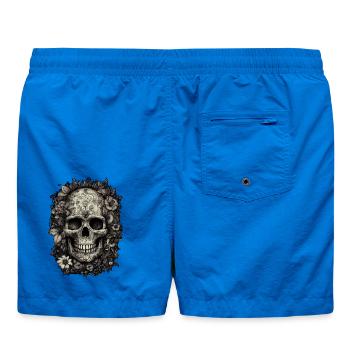 Crâne bohème cool avec tatouages et fleurs - Short de bain - cobalt blue - Dos
