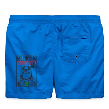 Schweigen ist Komplizenschaft, Freies Gaza, Freies Palästina - Badeshorts - Cobalt blue - Hinten - AI Model Male 185 light (185cm)