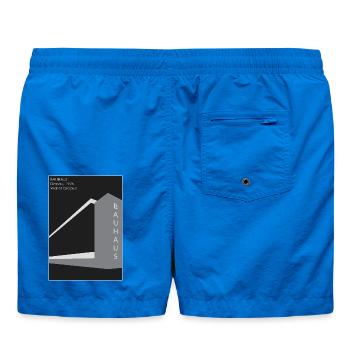 Moderne Architektur: Bauhaus - Badeshorts - Cobalt blue - Hinten - AI Model Male 185 light (185cm)