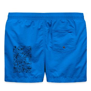 Cartoon Faces - Swim Trunks - cobalt blue - Back