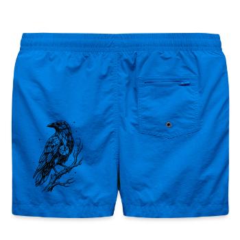 Gothic Crow Rabe auf Branch Dark Academia Linienzeichnung - Badeshorts - Cobalt blue - Hinten