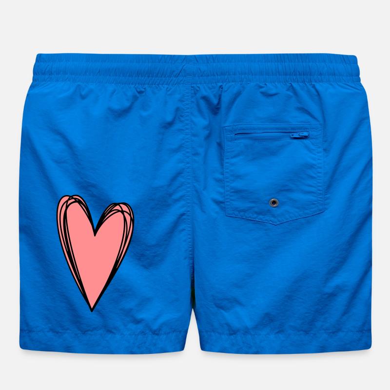 Herz rosa Scribble Doodle Geschenk Liebe Badeshorts