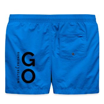 Wüster&Friends GO Logo Schwarz - Badeshorts - Cobalt blue - Hinten - AI Model Male 185 light (185cm)