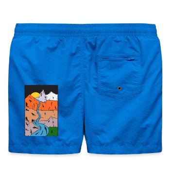 Gebirgsfluss Sonnenuntergang Panorama - Badeshorts - Cobalt blue - Hinten