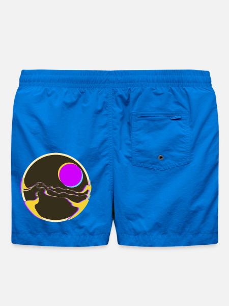 Neon Mountains with Sun - Swim Trunks - cobalt blue