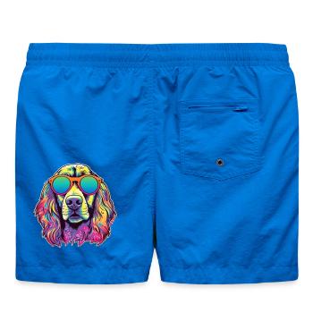 Chien coloré avec des lunettes de soleil aux couleurs néon - Short de bain - cobalt blue - Dos