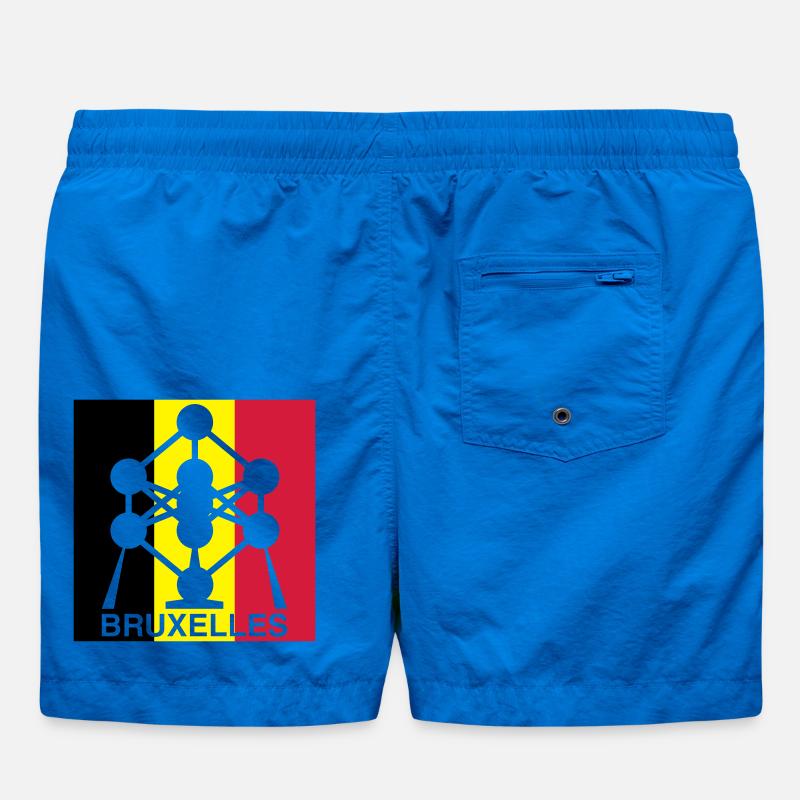 Atomium Brussels – Belgian Flag Square Design Swim Trunks