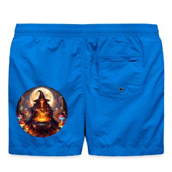 Moonlit Witch's Cauldron - Swim Trunks - cobalt blue - Back - AI Model Male 185 light (185cm)