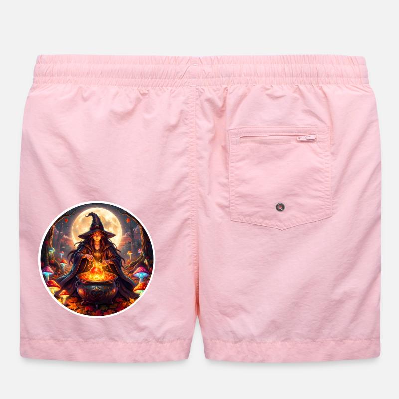 Moonlit Witch Cauldron Magic Swim Trunks