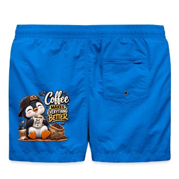 Design Süßer Pinguin Coffee Lover Kaffee macht all - Badeshorts - Cobalt blue - Hinten