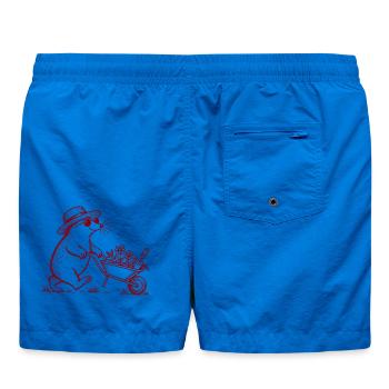 Garten Maulwurf mit Schubkarre – Vintage Line Art - Badeshorts - Cobalt blue - Hinten