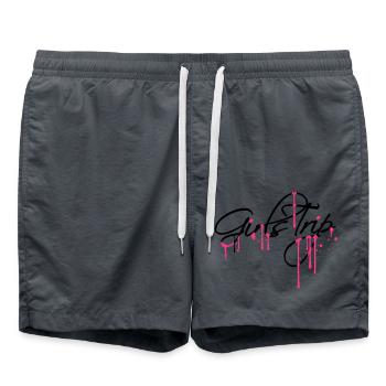 spray drops graffiti girls trip holiday fun rei - Swim Trunks - anthracite - Front - AI Model Male 185 light (185cm)