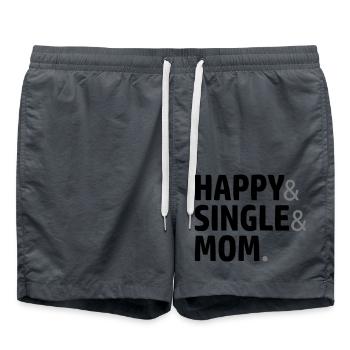 Logo Maman célibataire - Short de bain - charbon - Devant - AI Model Male 185 light (185cm)