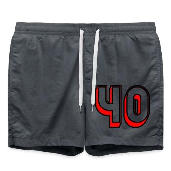 40 YEARS. 40th ANNIVERSARY. BIRTHDAY 40 YEARS. 40 - Swim Trunks - anthracite - Front - AI Model Male 185 light (185cm)
