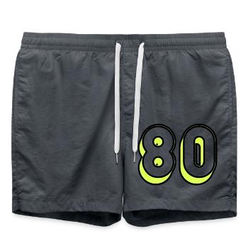80 YEARS. 80TH ANNIVERSARY. BIRTHDAY 80 YEARS. 80 - Swim Trunks - anthracite - Front - AI Model Male 185 light (185cm)