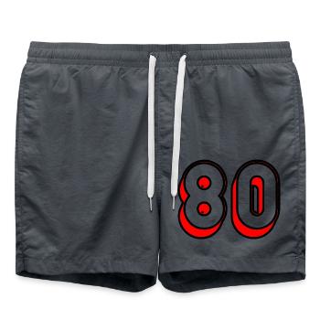 80. 80 YEARS. 80TH ANNIVERSARY. BIRTHDAY 80 YEARS. - Swim Trunks - anthracite - Front - AI Model Male 185 light (185cm)