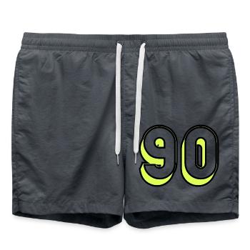 90. BIRTHDAY. HAPPY BIRTHDAY - Swim Trunks - anthracite - Front - AI Model Male 185 light (185cm)