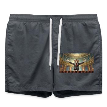 Wortspiel mehrdeutiger Ausdruck – Affentheater (Farce) - Badeshorts - Anthrazit - Vorne - AI Model Male 185 light (185cm)