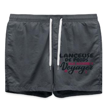Globetrotting shot putter, passionate about vo - Swim Trunks - anthracite - Front - AI Model Male 185 light (185cm)