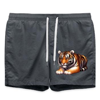 Tiger Feline Head, King of the Jungle! - Swim Trunks - anthracite - Front - AI Model Male 185 light (185cm)