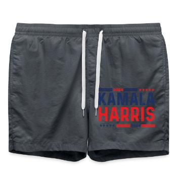 KAMALA HARRIS Amerika - Badeshorts - Anthrazit - Vorne - AI Model Male 185 light (185cm)