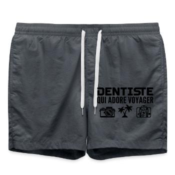 Travelers & Dentists: Passion & Discovery - Swim Trunks - anthracite - Front - AI Model Male 185 light (185cm)