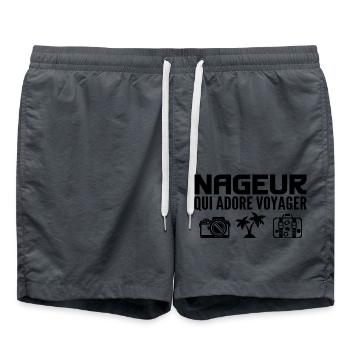 Voyageurs & Nageurs : Passion & Découverte - Short de bain - charbon - Devant - AI Model Male 185 light (185cm)