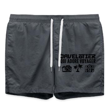 Voyageurs & Javelotiers : Passion & Découverte - Short de bain - charbon - Devant - AI Model Male 185 light (185cm)