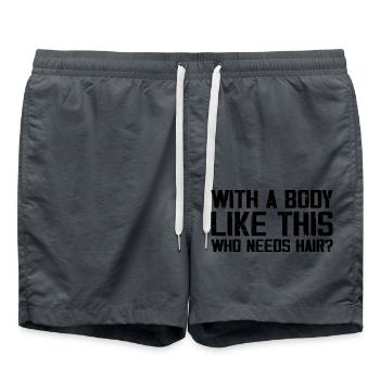 Mit einem Körper wie diesem, der Haare braucht - Fun Balding - Badeshorts - Anthrazit - Vorne - AI Model Male 185 light (185cm)