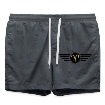 Sternzeichen Widder, exklusives T-Shirt Design - Badeshorts - Anthrazit - Vorne - AI Model Male 185 light (185cm)