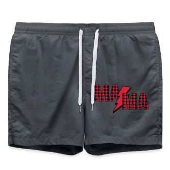 Christmas Mama Tartan Lightning Design - Swim Trunks - anthracite - Front - AI Model Male 185 light (185cm)