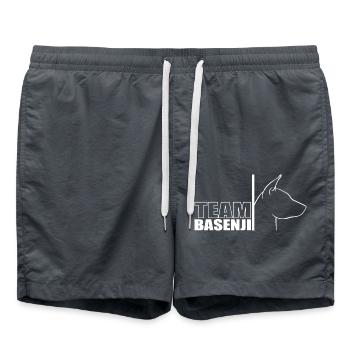TEAM Basenji Profil Hunde Hund Wilsigns - Badeshorts - Anthrazit - Vorne - AI Model Male 185 light (185cm)