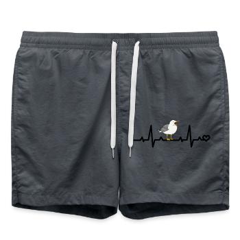 Mouette Fréquence cardiaque ECG Pouls Battement de cœur Oiseau d’amour - Short de bain - charbon - Devant - AI Model Male 185 light (185cm)
