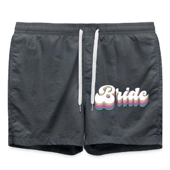 Bride Vintage Lettering Retro Bachelor Party Engaged Proposal - Swim Trunks - anthracite - Front - AI Model Male 185 light (185cm)