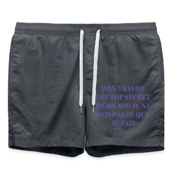 Mon travail est top secret, même moi je ne sais pa - Short de bain - charbon - Devant - AI Model Male 185 light (185cm)