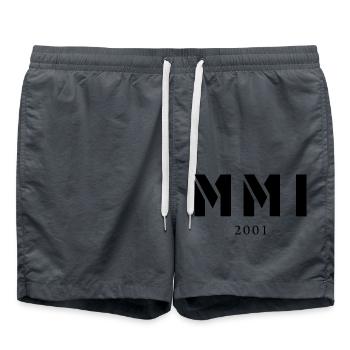 Roman numeral year of birth Made in 2001 - Swim Trunks - anthracite - Front - AI Model Male 185 light (185cm)