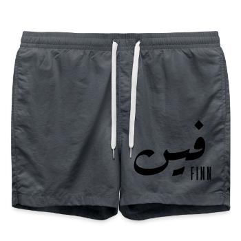 Finn prénom en arabe - Short de bain - charbon - Devant - AI Model Male 185 light (185cm)